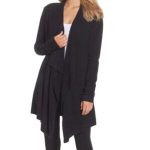 Barefoot Dreams Long Open Front Cardigan size L/XL Black Soft Lounge